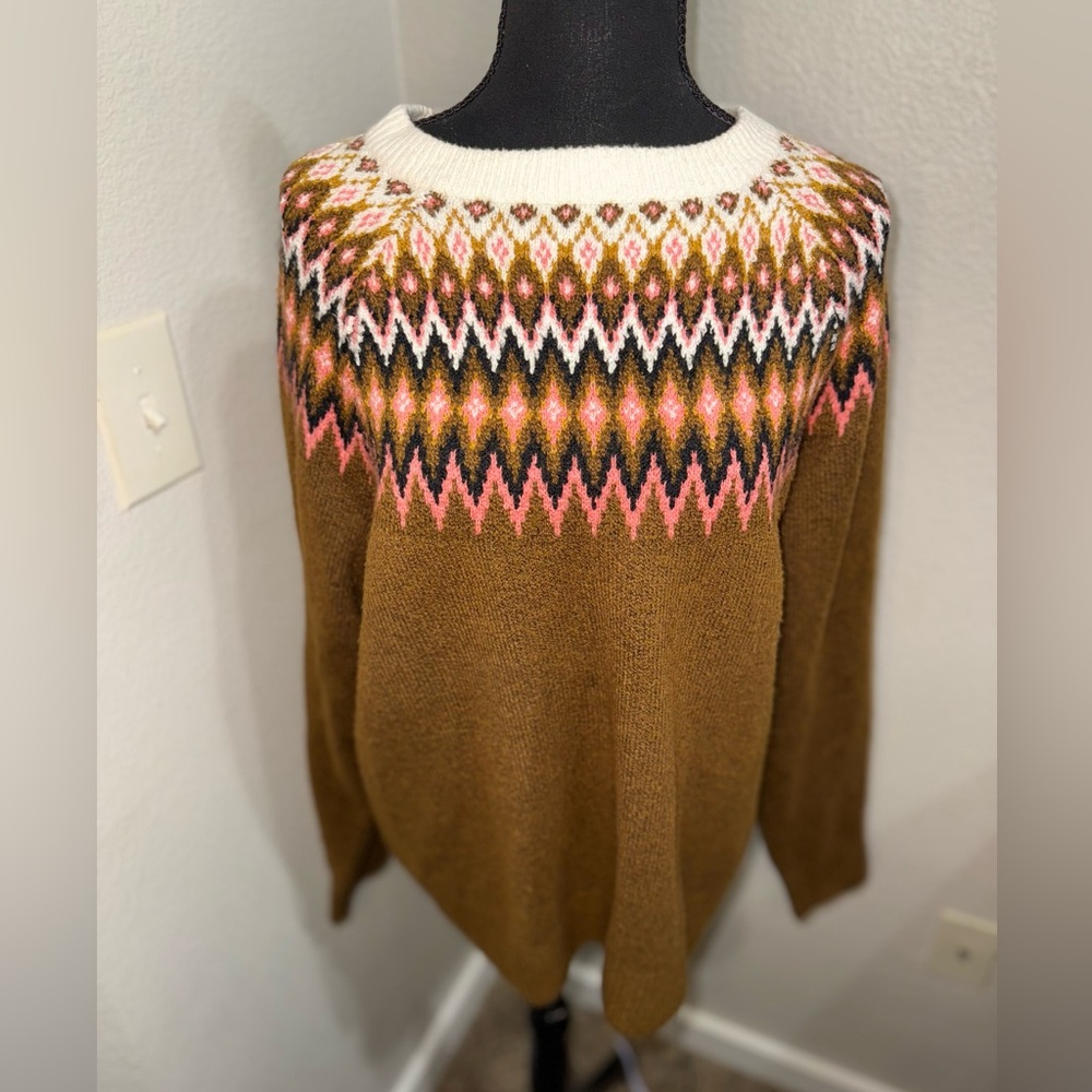 Soft touch Brown and Pink Patterned Women's Sweater- Size‎ XL - Picture 2 of 11